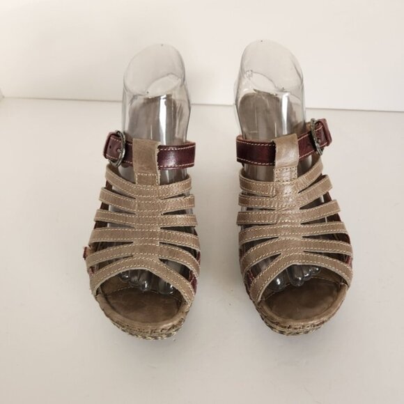 Josef Seibel Sandals Gray Leather Mule Peep Open Toe Platform Shoes 41 Size 10 - Picture 2 of 12